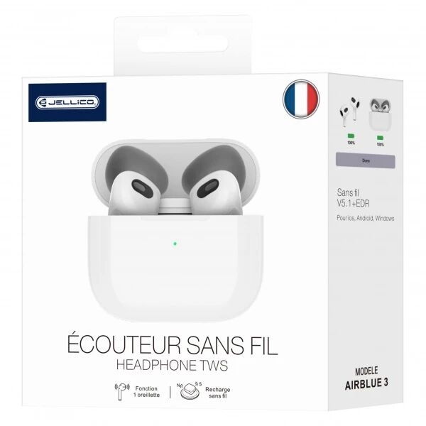 Ecouteurs sans fil bluetooth intra-auriculaire JELLICO AirBlue 3 blanc