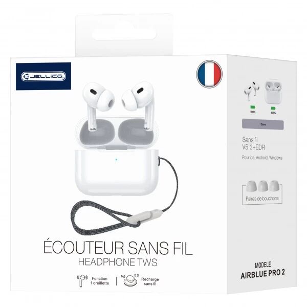 Ecouteurs sans fil bluetooth intra-auriculaire JELLICO AirBlue Pro 2 blanc