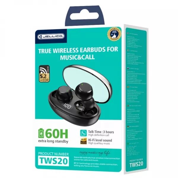 �couteurs sans fil bluetooth intra-auriculaire JELLICO TWS20 (Boite/blister) noir