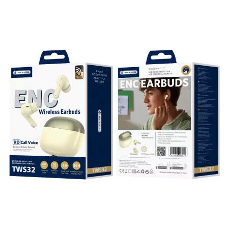Écouteurs sans fil bluetooth intra-auriculaire JELLICO TWS32 (Boite/blister) jaune