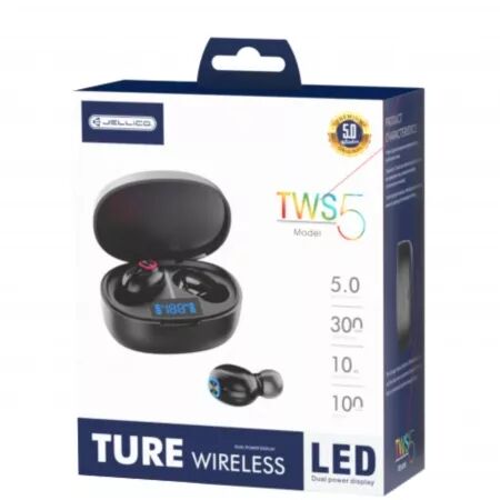 Écouteurs sans fil bluetooth intra-auriculaire JELLICO TWS5 (Boite/blister) noir