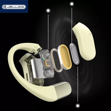Écouteurs sans fil bluetooth intra-auriculaire stéréo JELLICO OWS2 (Boite/BLISTER) jaune