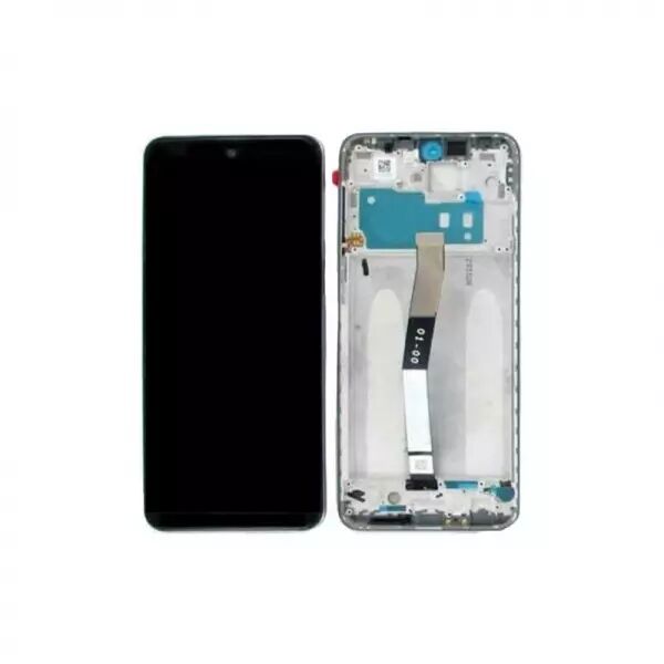 Ecran lcd avec vitre tactile de qualit� originale pour Xiaomi Redmi Note 9 Pro avec chassis silver/argent
