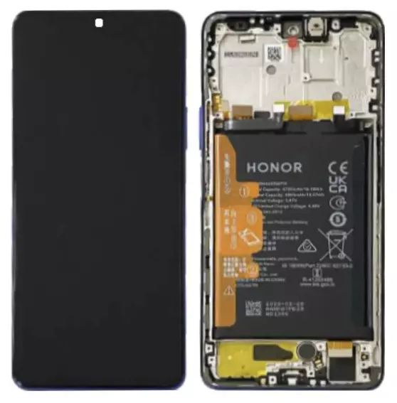 Ecran lcd avec vitre tactile ORIGINAL HONOR Magic 4 Lite avec chassis, batterie et haut parleur SERVICE PACK 0235ABST / 0235ACGC bleu oc�an
