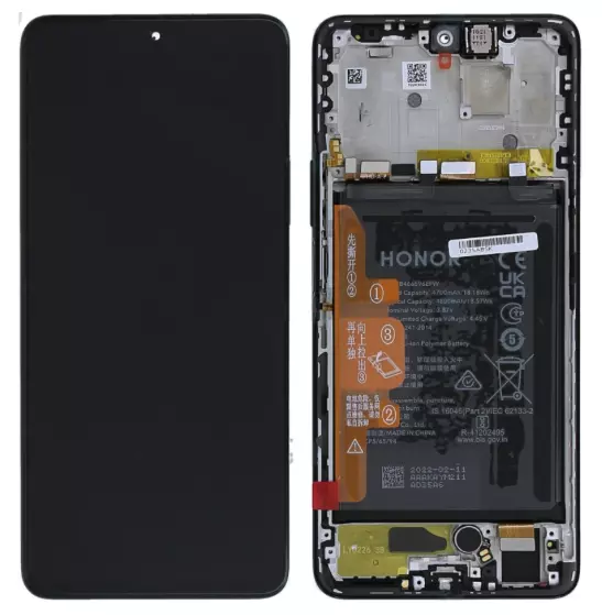Ecran lcd avec vitre tactile ORIGINAL HONOR Magic 4 Lite avec chassis, batterie et haut parleur SERVICE PACK 0235ABSK / 0235ACGA / 0235AAMB noir