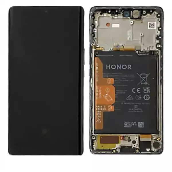 Ecran lcd avec vitre tactile ORIGINAL HONOR Magic 5 Lite avec chassis, batterie et haut parleur SERVICE PACK 0235AEMY argent