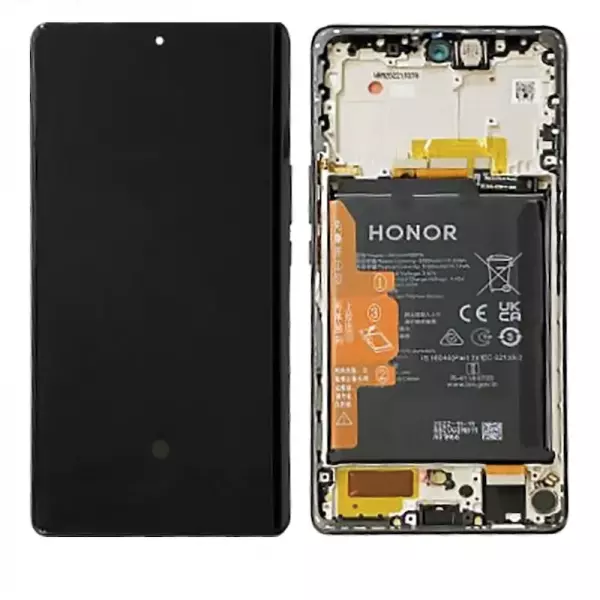 Ecran lcd avec vitre tactile ORIGINAL HONOR Magic 5 Lite avec chassis, batterie et haut parleur SERVICE PACK 0235AEMW noir