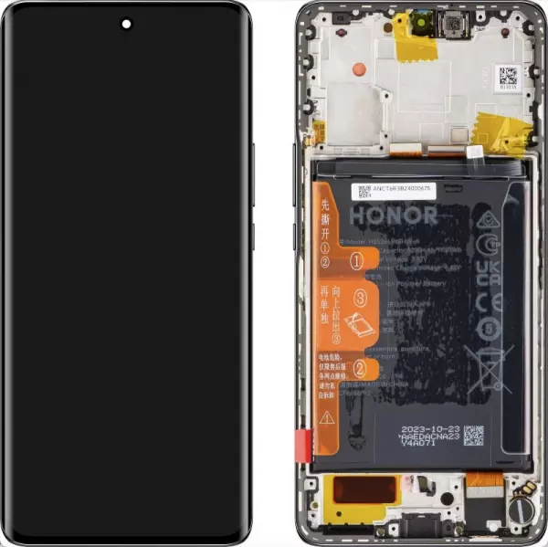 Ecran lcd avec vitre tactile ORIGINAL HONOR Magic 6 Lite avec chassis, batterie et haut parleur SERVICE PACK 0235AHHP / 0235AHHU noir