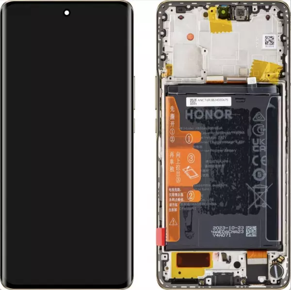 Ecran lcd avec vitre tactile ORIGINAL HONOR Magic 6 Lite avec chassis, batterie et haut parleur SERVICE PACK 0235AHHS / 0235AHHT orange