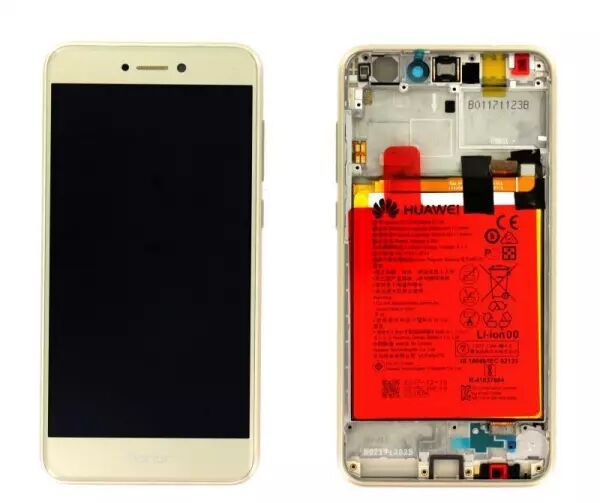 Ecran lcd avec vitre tactile ORIGINAL Huawei HONOR 8 Lite avec chassis, batterie et haut parleur SERVICE PACK 02351DWM or