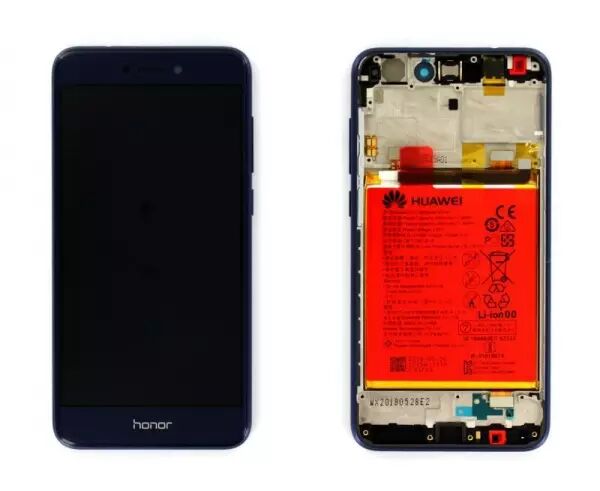 Ecran lcd avec vitre tactile ORIGINAL Huawei HONOR 8 Lite avec chassis, batterie et haut parleur SERVICE PACK 02351VBP bleu