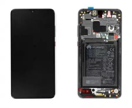 Ecran lcd avec vitre tactile ORIGINAL HUAWEI Mate 20 avec chassis, batterie et haut parleur SERVICE PACK 02352ETG noir