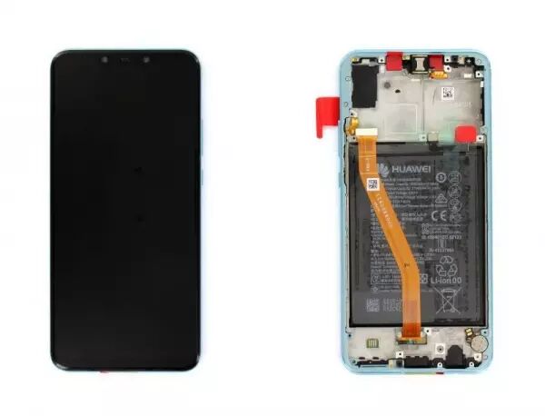 Ecran lcd avec vitre tactile ORIGINAL HUAWEI Nova 3 avec chassis, batterie et haut parleur SERVICE PACK 02352BQN bleu