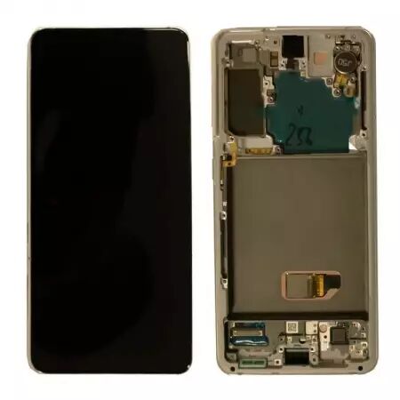 Ecran lcd avec vitre tactile ORIGINAL SAMSUNG G991 Galaxy S21 5G avec chassis, sans batterie SERVICE PACK GH82-27255C blanc