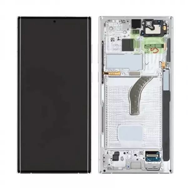 Ecran lcd avec vitre tactile ORIGINAL SAMSUNG S908 Galaxy S22 Ultra SERVICE PACK GH82-27488C/GH82-27489C blanc