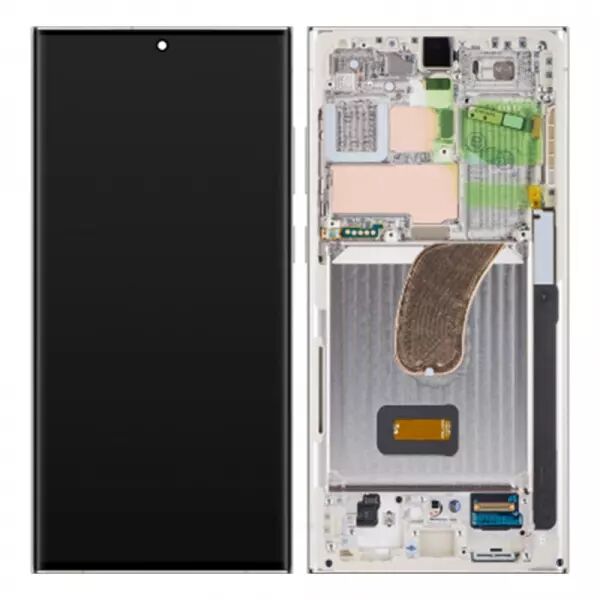Ecran lcd avec vitre tactile ORIGINAL SAMSUNG S918 Galaxy S23 Ultra 5G 2023 SERVICE PACK GH82-30465B/GH82-30466B beige