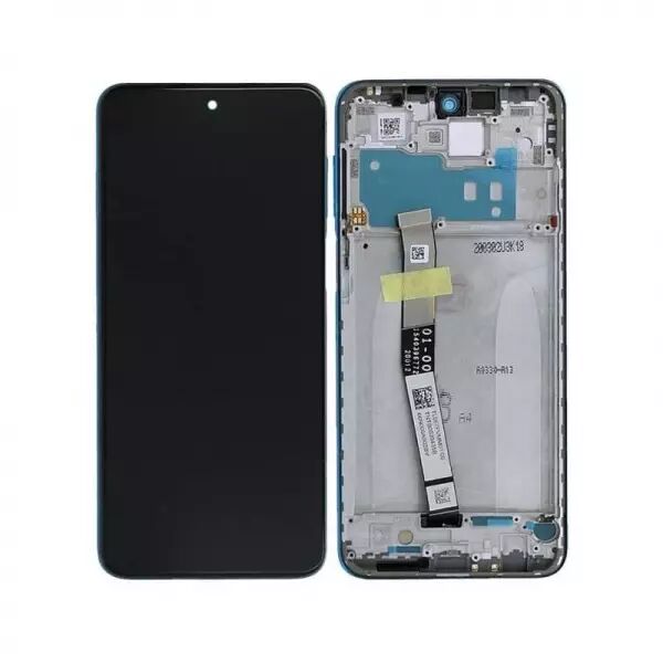 Ecran lcd avec vitre tactile ORIGINAL Xiaomi Redmi Note 9S avec chassis sans batterie SERVICE PACK aurora bleu 560003J6A100