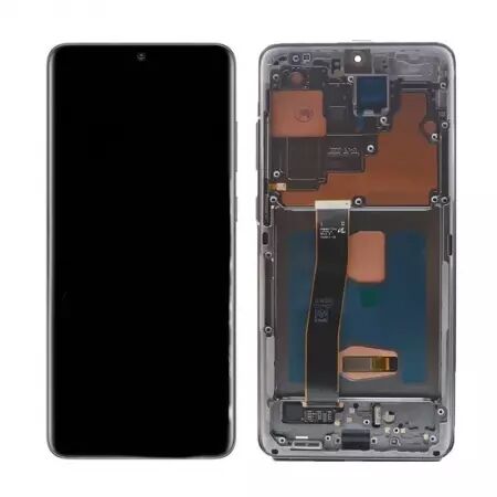 Ecran lcd avec vitre tactile SOFT OLED pour SAMSUNG G988 Galaxy S20 Ultra avec chassis BORDURES D\'ORIGINE noir