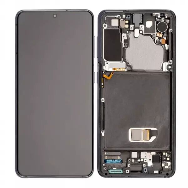 Ecran lcd avec vitre tactile SOFT OLED pour SAMSUNG G991 Galaxy S21 avec chassis BORDURES D\'ORIGINE noir