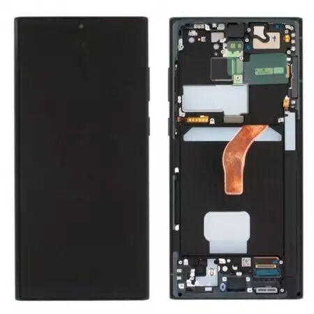 Ecran lcd avec vitre tactile SOFT OLED pour SAMSUNG S908 Galaxy S22 Ultra avec chassis BORDURES D\'ORIGINE noir
