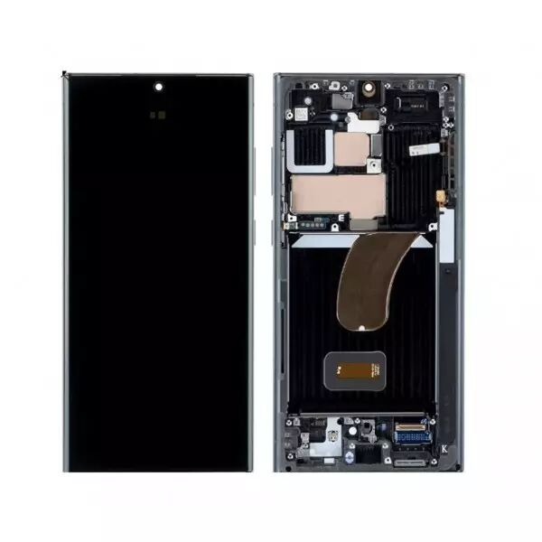 Ecran lcd avec vitre tactile SOFT OLED pour SAMSUNG S918 Galaxy S23 Ultra avec chassis BORDURES D\'ORIGINE noir