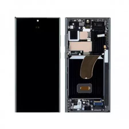 Ecran lcd avec vitre tactile SOFT OLED pour SAMSUNG S918 Galaxy S23 Ultra avec chassis BORDURES D\'ORIGINE noir