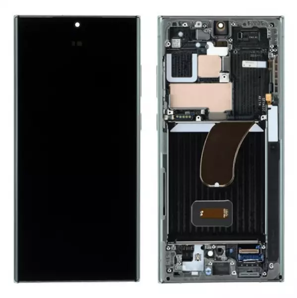Ecran lcd avec vitre tactile SOFT OLED pour SAMSUNG S918 Galaxy S23 Ultra avec chassis BORDURES D\'ORIGINE graphite rouge