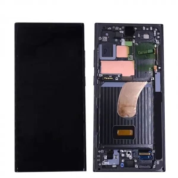 Ecran lcd avec vitre tactile SOFT OLED pour SAMSUNG S918 Galaxy S23 Ultra avec chassis BORDURES D\'ORIGINE vert