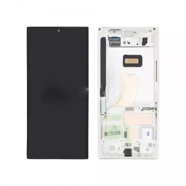 Ecran lcd avec vitre tactile SOFT OLED pour SAMSUNG S918 Galaxy S23 Ultra avec chassis BORDURES D\'ORIGINE cr�me