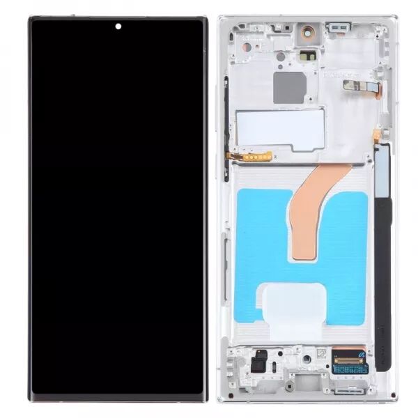 Ecran lcd Samsung S908 Galaxy S22 Ultra avec chassis \ original reconditionn�\  blanc