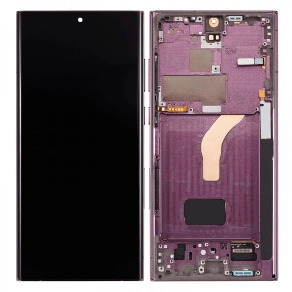 Ecran Samsung S908 Galaxy S22 Ultra ORIGINAL SP avec chassis rouge
