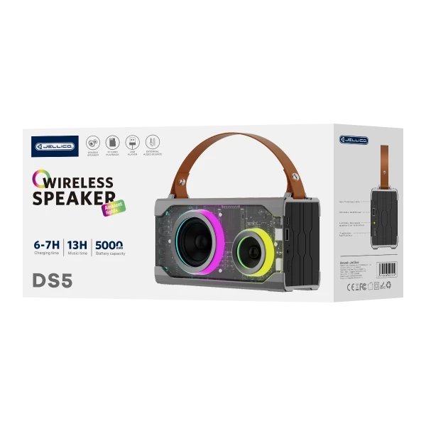 Enceinte sans fil bluetooth double haut-parleur avec effets lumineux JELLICO DS5 noir