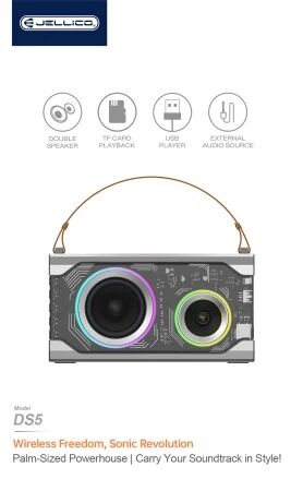 Enceinte sans fil bluetooth double haut-parleur avec effets lumineux JELLICO DS5 noir