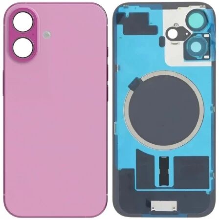 Face arrière iPhone 16 Plus avec vitre caméra et magsafe rose