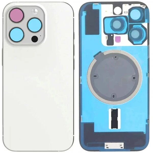 Face arri�re iPhone 16 Pro Max avec vitre cam�ra et magsafe titane blanc