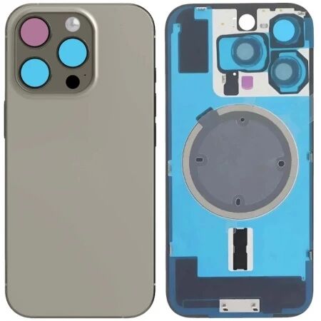 Face arrière iPhone 16 Pro Max avec vitre caméra et magsafe titane naturel