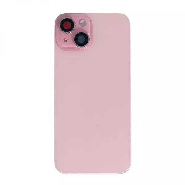 Face arri�re pour Iphone 15 avec vitre cam�ra, nappe NFC ORI et flash rose