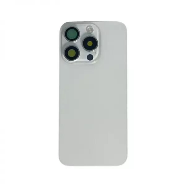 Face arri�re pour Iphone 15 Pro avec vitre cam�ra, nappe NFC ORI et flash titane blanc