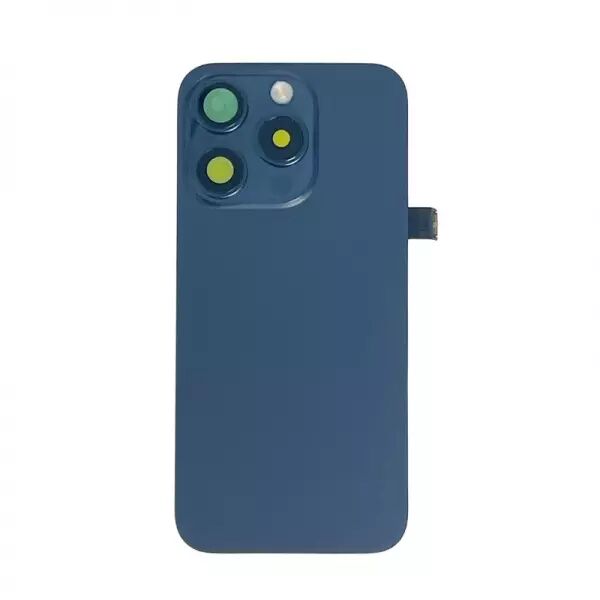 Face arri�re pour Iphone 15 Pro avec vitre cam�ra, nappe NFC ORI et flash titane bleu