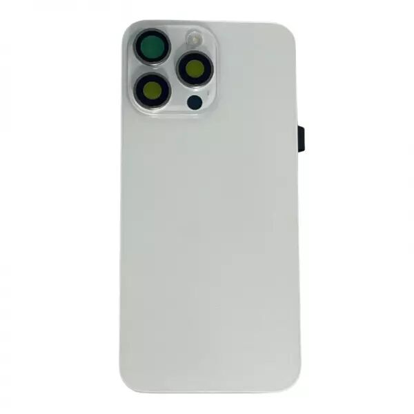 Face arri�re pour Iphone 15 Pro Max avec vitre cam�ra, nappe NFC ORI et flash titane blanc