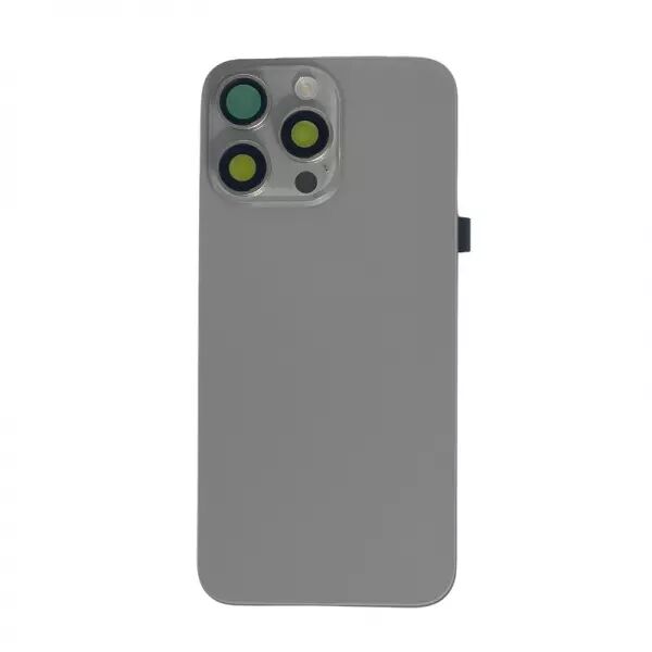 Face arri�re pour Iphone 15 Pro Max avec vitre cam�ra, nappe NFC ORI et flash titane naturel