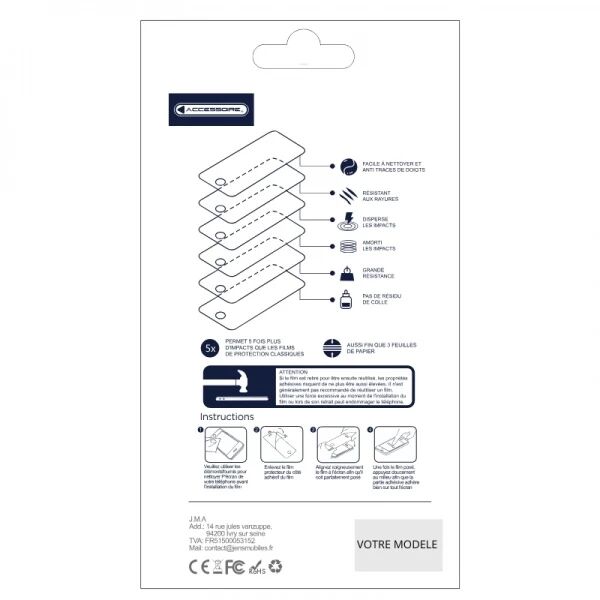 Film verre tremp&eacute; avec cadre noir iPhone 15