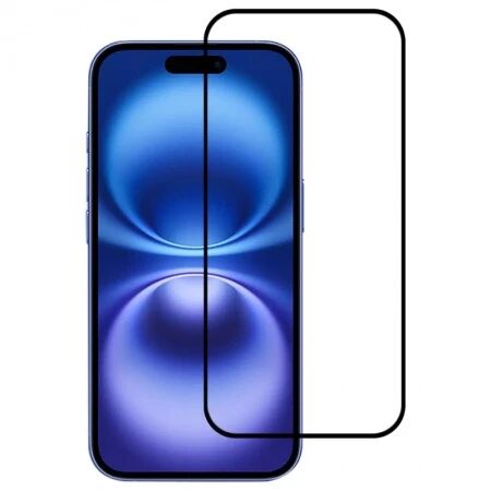 Film verre trempé avec cadre noir iPhone 16 Plus (Boite/blister)