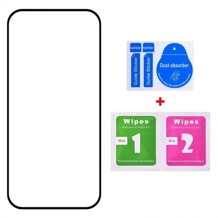 Film verre trempé avec cadre noir iPhone 16 Plus (Boite/blister)
