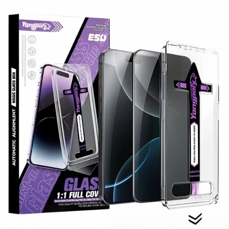 Film verre trempé et kit d\'intallation anti-poussière iPhone 14 Pro Max (Boite/blister)