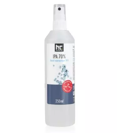 Flacon 250ml alcool isopropylique 70% avec spray