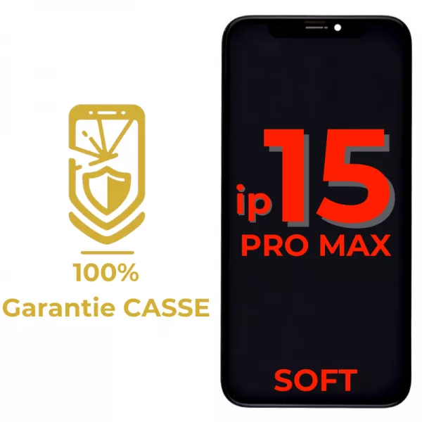 Garantie 100% CASSE-Ecran lcd iPhone 15 Pro Max SOFT OLED RJ bordures d\'origine (puce amovible)