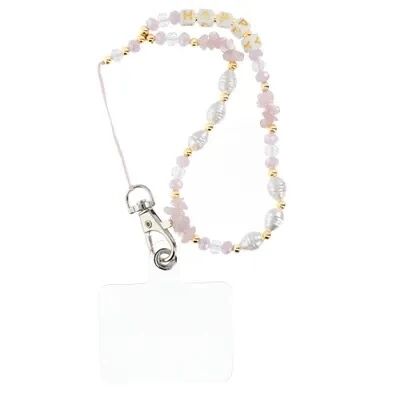 HAPPY Phone lanyard, Phone pendant / cord length 44cm (22cm in the loop) / on hand - lite pink