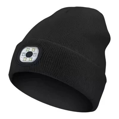 Hat with LED light black