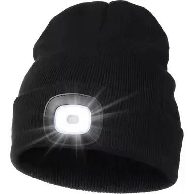 Hat with LED light black